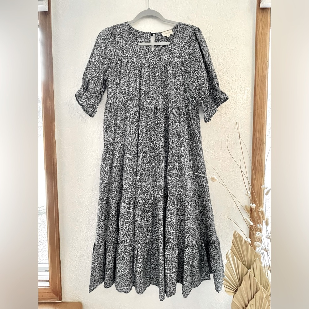 Böhme // Flowy Tiered Midi Dress in Dark Teal (NWOT)